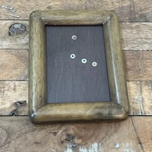 Rare Woods Picture Frame Fits 3.5" x 5" Photos Desert Brown Glass Vintage MCM